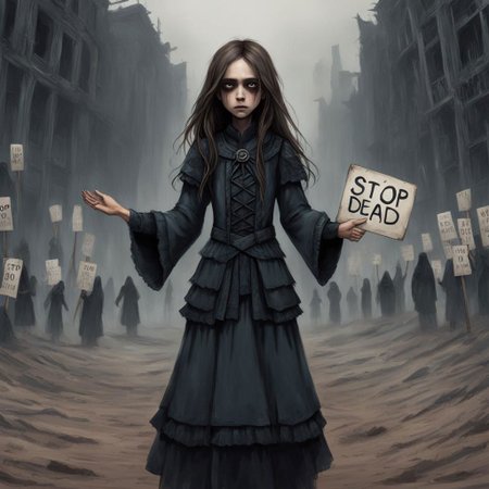 (((Ultra detailed, Megapixel)))
1girl, (((holding out a sign with number "STOP*DEAD*URL"))), by charlie bowater and dan mumford and trevor Brown, hands, terror, gloomy, dark, blank face, no face, wasteland background, no mouth, no eyes, long hair