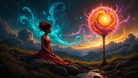 The image art style is inspired by surreal portraiture, where human figures are portrayed with dreamlike or fantastical elements, mixing reality with imaginative details to evoke emotional depth,dark art by Eduard Wiiralt and William Timlin, Print, In a Zenith landscape, the iconic Beetrooper Light Flapper, This which Survives, illuminates the sky with its vibrant hues. Through the lens of wonder, the world becomes a kaleidoscope of marvels, where curiosity never sleeps, Neoclassicism, dreamy atmospheres, innovative use of materials, body-oriented performances, dreamlike, urban exploration, Dinotopia series, provocative themes, winning, warm light, deep aesthetic, professional creative, intense, <lora:aidmaInkStyle:.95>,aidmainkstyle