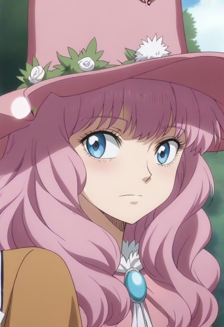 <lora:SlimesDorothy:1>, slimes_dorothyunsworth, pink witch hat, blue eyes with a pink outline, pink hair,,,,,,,,,,,,,,,,,,,,anime coloring, anime screencap, 1girl,Solo ,, anime,,,,official art,Uncensored,Unedited ,,,,,,,,,,,,,,,,,,,,,,,,