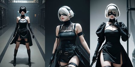 (otherworldly), highly insanely detailed, masterpiece, top quality, best quality, highres, 4k, 8k, RAW photo, (very aesthetic, beautiful and aesthetic), Cyborg, 
__lazy-wildcards/cosplay-char/Nier/2b/prompts__, 
<lora:Cyborg-models-542854:0.7>, 
(1girl, solo:1.6), 
BREAK
__lazy-wildcards/dataset/background__, (fantasy world)âââ