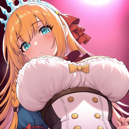pecorine \(princess connect!\),pink light,1girl,breasts,looking at viewer, long hair,solo,eyebrows visible through hair,large breasts,bangs,masterpiece, best quality, very aesthetic, absurdres,,   <lora:pink light-NAI:0.8>