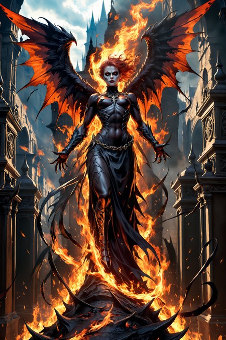 (photorealism:2), dynamic pose,
ominous silhouette of an angel of death, sickles, infernal fire, burning with hatred, black ravens, dark fantasy illustration, vibrant colors, high contrast, hyper-realistic, dynamic, detailed, high-definition, intense, mythical, captivating, dramatic, powerful, imaginative
 <lora:EdobHorrorLandscape_XL_v1.0:1.5> EdobHorrorLandscape, t <lora:SDXLHighDetail_v5:1>