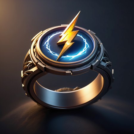 (((masterpiece))),(((best quality))),((ultra-detailed)),wam_icon,simple background, 
A ring surrounded by currents of electricity, emitting a lightning glow,,
 <lora:WAMmjicon:0.3>