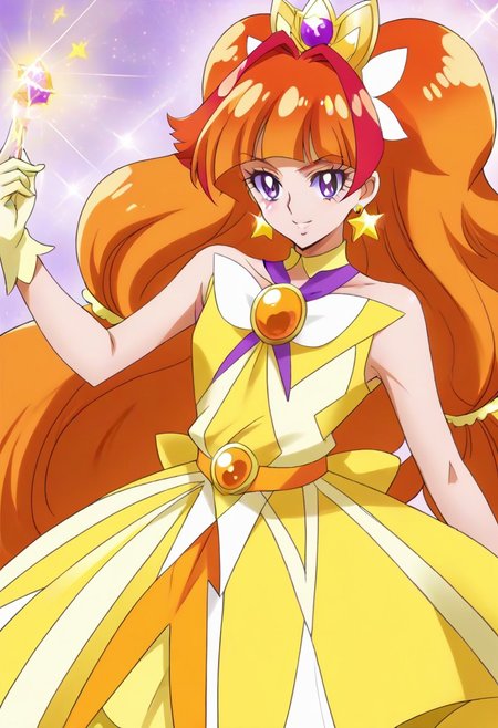 8k hd, (uncesored:1.2), 1girl, curetwinkle, long hair, orange hair, purple eyes, <lora:PrettyCureGoPrincess_CureTwinkle_bbccaaa:1>