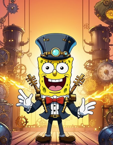 anime artwork <lora:CivitAI_64_ALL:0.6>, lowborn Gruesome SpongeBob SquarePants Pop Singer, Desaturated, in style of the david, Steampunk Art, cinematic lighting, Warm Colors, Plain white background, CivitAI Fusion Style . anime style, key visual, vibrant, studio anime,  highly detailed