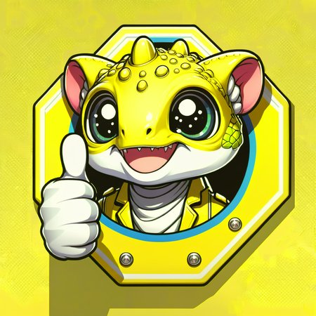 DonMSt0pS1gnXL yellow, chameleos, thumbs up  <lora:DonMSt0pS1gnXL-000006:0.75>