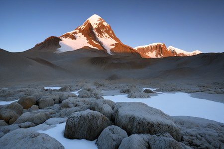 Stable_Yogis_PDXL_Positives,<lora:age_slider_v4:-2>,A breathtaking view of the granite peaks in the Parque Nacional Sajama, Bolivia, with snow-capped mountains against a clear blue sky, The scene is set during early morning, with soft light illuminating the rugged terrain, The atmosphere is majestic and serene, inviting exploration,âââ