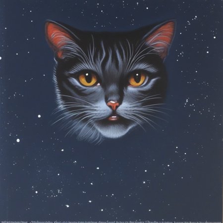 Retro comic illustration, cat in space