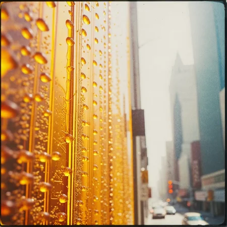 multi-dimensional,  photography, close-up, overexposed amber highway, art deco, Intricate, shot on film, Minolta camera