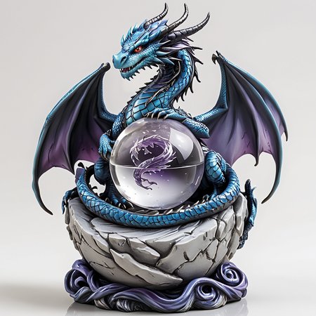 <lora:VinylStatueSDXL:1> ArsFigurine, Vinyl statue, Detailed dragon curled around a crystal ball