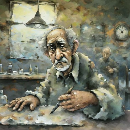 artmix04 face of an old man artist painter, painting studio in the background, very detailed<lora:artmix04:1>