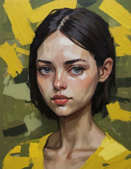yellow camouflage, pixie dream girl, portrait, feminine, abstract painting <lora:DiscoDeliriumXL-v1.2:1>