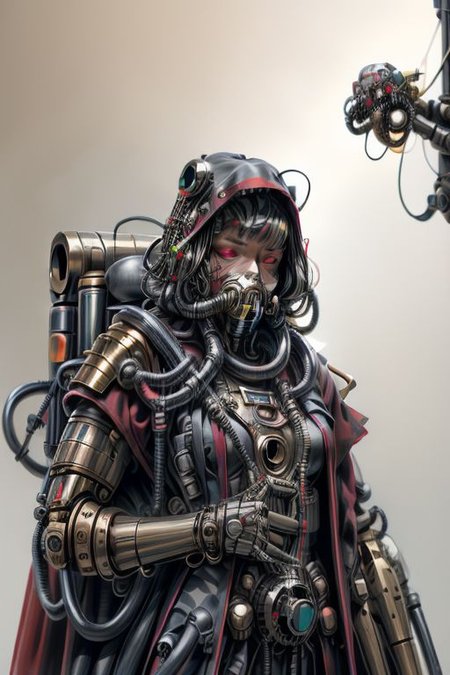((masterpiece,best quality)), absurdres, BREAK
mechanical arms, robes, hood, BREAK
((techpriest)), cyborg, mechanical face, mechanical limbs, gas mask, mechanical tentacles, (mechanical backpack), red cloak, BREAK
1other, solo, holding gun, weapon, gun, firearm, BREAK
(egypt),