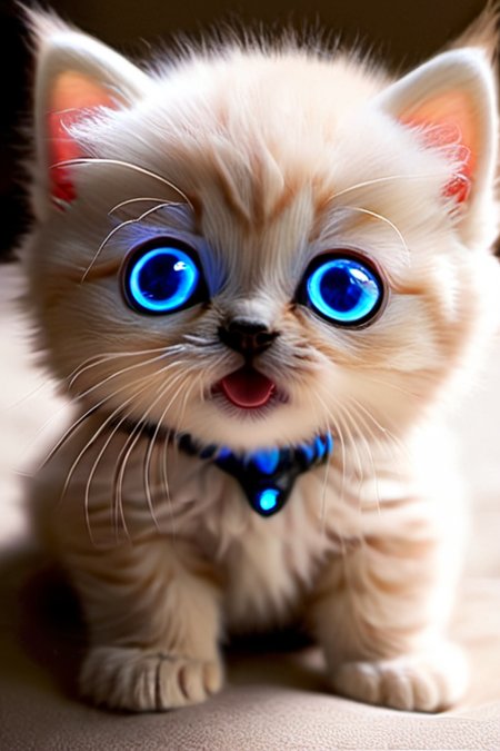 cute, toy, electric blue glowing eyes