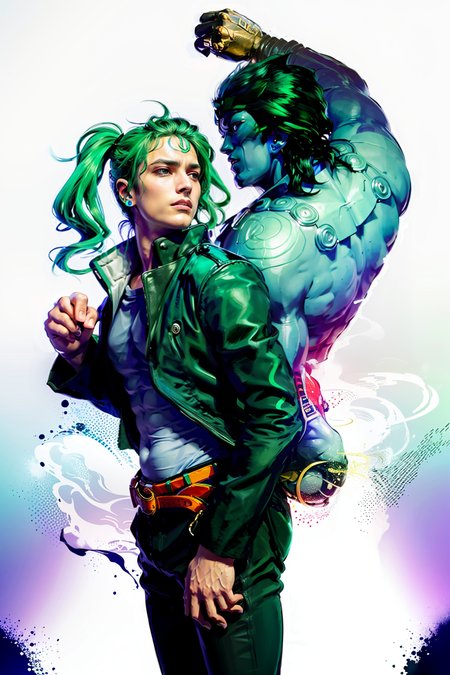 masterpiece, best quality,joxsp,stand \(jojo\),(hatsune miku:1),( long hair:1.2),(green hair:1.2),(twintails:1.2),