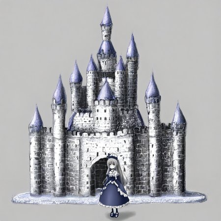 1girl, dress, castle