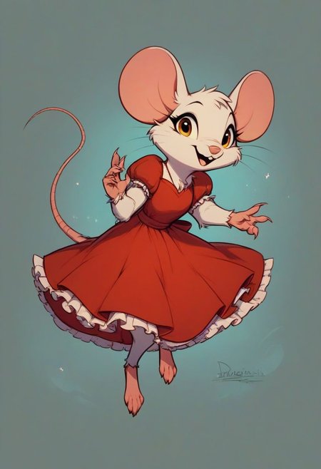 score_9, score_8_up, score_8, solo, (fluffy:0.8), (feral), furry, (((mouse))), female, claws, (fluffy cheeks:0.7), (dress), (solo:2), j_cartoon, cute