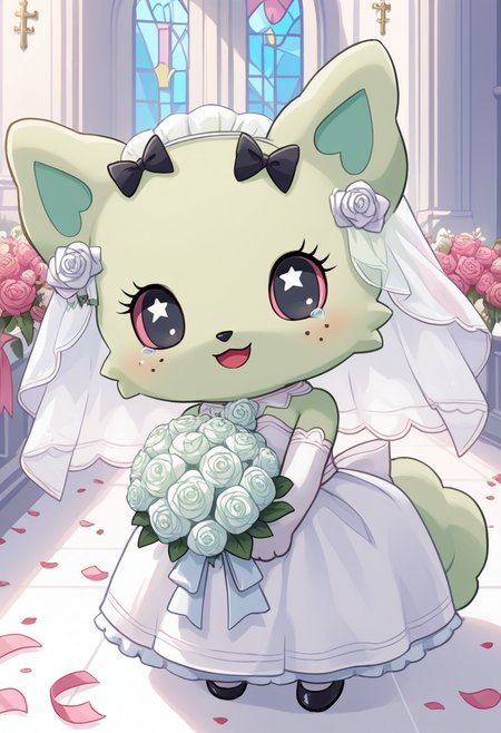 score_9, score_8_up, score_7_up, score_6_up, score_5_up, BREAK
emma, 1girl, freckles, hair bow, colored sclera, chibi, feral, furry, church, wedding dress, wedding veil, crying, happy, smile, bouquet, 