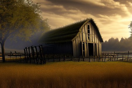RAW photo, (masterpiece:1.3), subsurface scattering, heavy shadow, (high quality:1.4), (intricate, high detail:1.2), professional photography, HDR, High Dynamic Range, realistic, ultra realistic, photorealistic, high resolution, film photography, ambient lighting, atmospheric effects, <lora:detail_slider_v4:2>, OverallDetail,  farm, fields, barn, fence, fantfa, <lora:FantasyFarm:1>