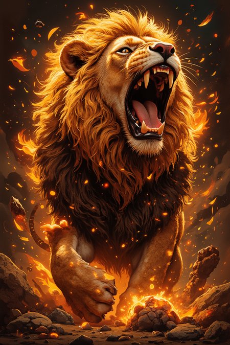 The incredibly ferocious roar of a huge Lion