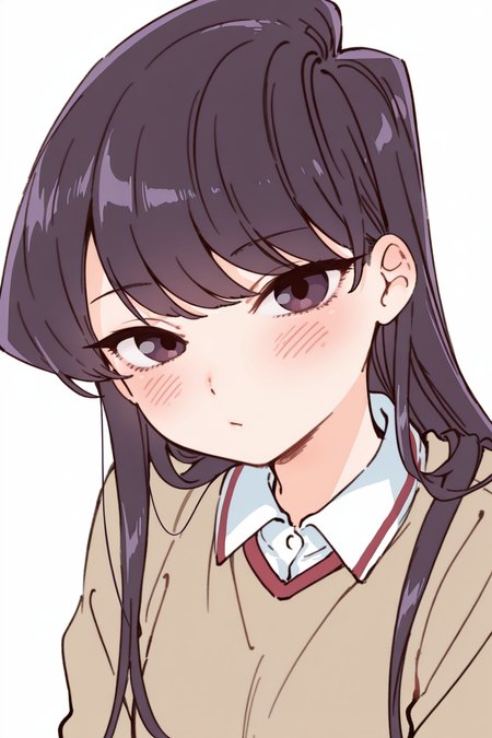 {{amazing quality, best quality, high quality, very aesthetic}}, 1girl, solo, simple background, looking at viewer, komi shouko, blush, :<
 <lora:Namori_Illustrious:1>