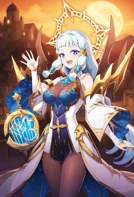 (masterpiece) ,best quality,amazing quality,very aesthetic,absurdres,newest, anime style, BREAK Astromancer_Elena, town, standing, waving, perfect hand