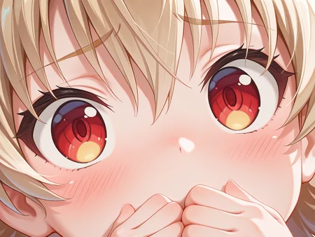 <lora:IL_elincie_yerthrop:1>,neo_el,elincie yerthrop,higher angle,close-up of face,blush,furrowed brow,looking up,upturned eyes,covering own mouth,, masterpiece,best quality,amazing quality,very aesthetic,absurdres,