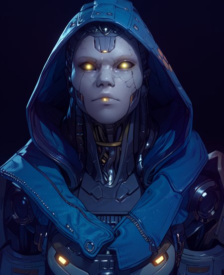 score_9,score_8_up,score_7_up,score_6_up,
ashapl,yellow eyes,black black sclera,glowing eyes,
hood,robot joints,android,
standing,upper body, blank stare, looking at viewer, 
spaceship,lab, 
<lora:AshAPL:1>,