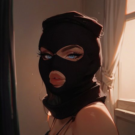 score_9, score_8_up, score_7_up, score_6_up,
rating_explicit, 1woman, sexy thief, black mask,  threeholkn1tskimask,  big natural lips, thick eyelashes, light-blue eyes, looking at viewer, naughty, closet mouth, from side, close-up,  focus on eyes