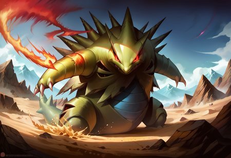 score_9, score_8_up, score_7_up, solo
1girl, score_9, score_8_up, score_7_up, score_6_up, score_5_up, score_4_up, , furry,( solo:1.3), 1boy, League of Legends, Splash Art, 
tyranitar, rock, sand, sandstorm, mountain, red pupil, white eye, pokemon,
horror, scary, glowing eyes, tension, horrorStylez, glowing eye trail, dynamic pose, dynamic angle,( clean eyes:1.4)