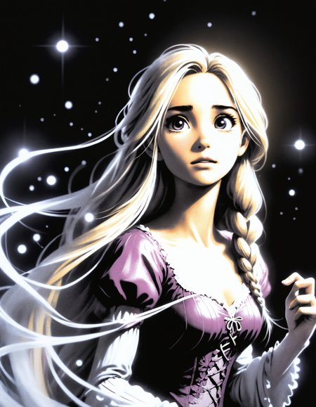 zavy-fzzgrfft, manga of rapunzel, dynamic lighting, screentone, 