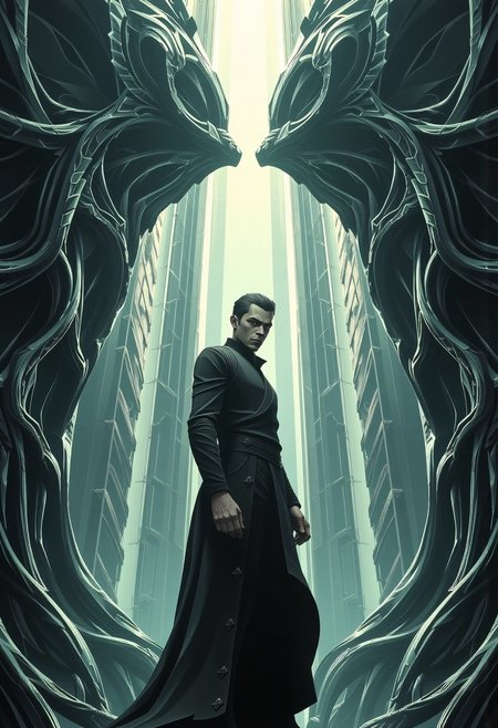 1male, looking at viewer,   Upper body shot, S-shaped composition,  ,lovecraftian horror  . eldritch, cosmic horror, unknown, mysterious, surreal, highly detailed, powerful artistic vision of . breathtaking masterpiece made by great artist. best quality, high resolution,<lora:flux\aidmaMJ6.1-FLUX-V0.3.safetensors:0.5:0.5> <lora:flux\style\ARKNF-000001.safetensors:0.8:0.8>,dramatic angle,  masterpiece, 8k, hyper detailed,  aidmaMJ6.1