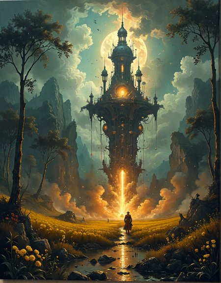 retro-futuristic (techno-lich with soul-bound circuitry:1.2), mid-air somersault firing wrist-mounted rockets, radioactive_ooze, Rapeseed fields under overcast sky, Quantum obelisk field decoding multiverse coordinates,  spindrift transforming into avian shapes, tree rings emitting historical holograms,Quantum fog dawn with entangled light, Mutations of bamboo producing harmonic resonance when wind hits,
<lora:tbh297-sdxl:0.15>,
<lora:tbh124-sdxl:0.15> style of Jean-Antoine Watteau,
<lora:tbh189-sdxl:0.3> style of Hieronymus Bosch
<lora:add-detail-xl:0.7>,
<lora:extremely_detailed:0.7> extremely detailed,
<lora:Flux-XL_Scenery:0.15> flux-scenery,
<lora:Flux-style-xl-lora:0.15> flux-style
<lora:1dkXLP:0.15> 1dk,
<lora:PainterlyFantasiaFlux:0.15> Digital painting style,
8K resolution, ultra-detailed, sharp focus, professional finish, intricate textures, coherent composition, flawless anatomy, no distortions, perfect symmetry,contemporary cinematic aesthetic, modern digital painting, concept art realism,cinematic lighting, ethereal glow, dynamic shadows, volumetric fog, magical atmosphere,epic scale, dramatic perspective, captivating motion blur, surreal ambiance,Rule of thirds, layered depth, foreground/background harmony,Rich vibrant palette, deep saturation, complementary colors, chiaroscuro contrast,Luminous highlights, vivid gradients, chromatic accents, color harmony, prismatic effects,hyperrealistic textures, photorealistic details, ArtStation trending, Behance featured, award-winning illustration, gallery exhibition level,highly detailed fantasy art, stocking, intricate, elegant, highly detailed, centered, digital painting, concept art, smooth, sharp focus,, Baroque art style, dynamic composition, dramatic lighting, rich colors, intricate details, professional-grade execution, captures the grandeur and theatricality of the Baroque period, Apocalyptic surrealism art style, digital painting, eerie and haunting, surreal landscapes, dystopian ruins, twisted reality, dreamlike and nightmarish scenes, vibrant and dark color palette, intricate details, professional-grade execution, evokes a sense of doom and otherworldliness . vintage sci-fi, 50s and 60s style, atomic age, vibrant, highly detailed