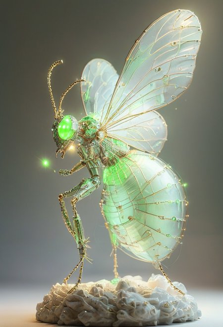 Necron, electricity, green glow, green theme, Insect type robot, jxkc