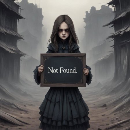 (((Ultra detailed, Megapixel)))
1girl, (((holding out a sign with a text "NOT*FOUND"))), by charlie bowater and dan mumford and trevor Brown, hands, terror, gloomy, dark, blank face, no face, wasteland background, no mouth, no eyes, long hair