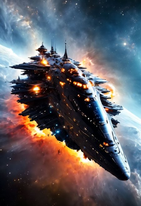 (((extremely details of incredible huge spacecraft super cruiser ship with earth in background))), science_fiction, nasa, interstellar, alien, starwars, space, planet, nebula, galaxy, spectacular, drifting in deep space. 4k, high-detail hyperrealism, HD quality, high-detail masterpiece, 8K, deep black of space,