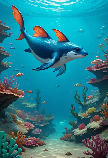 zPDXL, astonishing ((underwater)) landscape, colored fishes, reef,