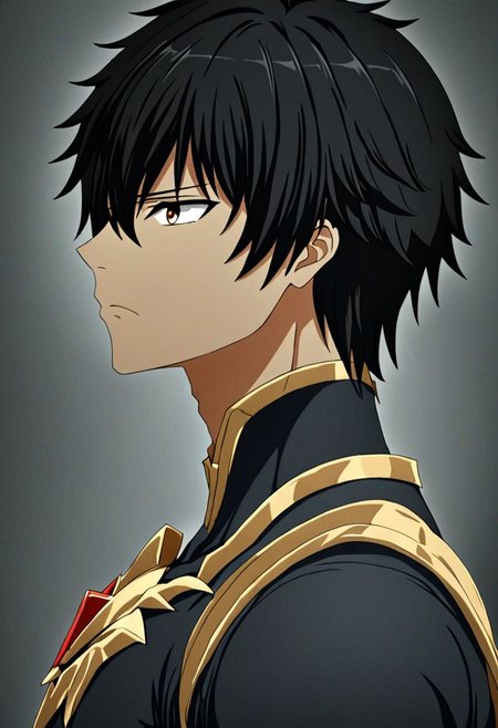 high resolution, solo, best quality, 1Boy, Seiya Kanie, black hair, portraits, looking at viewer, focused gaze forward, upper body, head upright, neutral expresion, OverallDetail