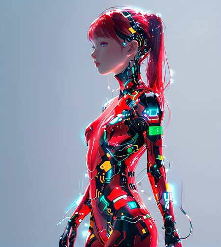 masterpiece,high resolution,8k,
 <lora:Circuit_patternXL:0.8>,
circuitpattern,
 1girl, solo, clothing,side view,futuristic,red body suit