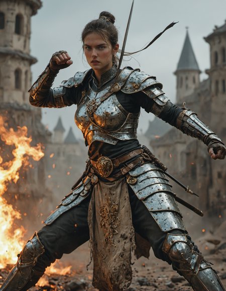 1girl, warrior princess from a forgotten realm, intricate armor, ready to fight, dynamic image, combat pose <lora:Fant5yP0ny:0.3>, <lora:EldritchCandids1.1.2:0.4> <lora:real_dream_pony_realistic_lora_3:0.4> <lora:MJ52:0.3> <lora:FF.101.juggernautXL_version6Rundiffusion.LORA:0.4> <lora:JuggerCineXL2:0.3>