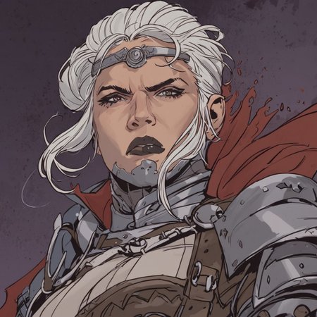 score_9, score_8_up, score_8_up, absurd res, 8k scale textures, nsfw, beautiful scene, artistically shaded and colored, a drow girl in a castle, highly detailed, g0thicPXL,silver  gambeson leotard, gauntlets, skulls, toned body, circlet, belt, thigh band, dark fantasy, busty, spot color, angry face, ink texture, white hair, dark, black lips, face guard, cape, dark shadows, close up, detailed background