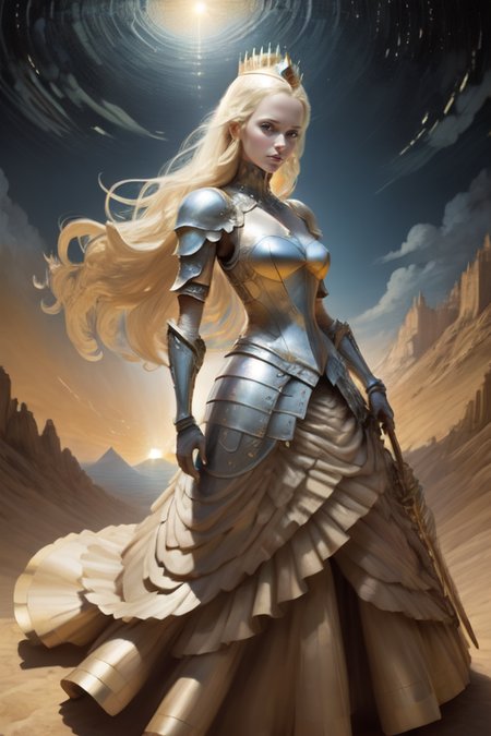 breathtaking 1girl, full shot, full body, <lora:alienskin:0.3> <lora:baltik-cubism-style-darquelilly-v1:1> baltikcubismstyle, mountain background, early morning lighting, billowing hair,    <lora:2023-05-14_005549:0.2> CM-Beautiful_armor,armor,   shield, shoulder_armor,crownï¼weaponï¼swordï¼, masterpiece, award-winning, professional, highly detailed