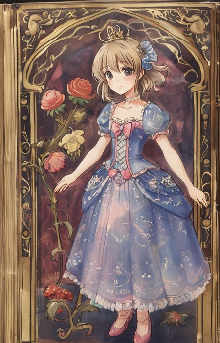 masterpiece,best quality,<lora:tbh207-sdxl:0.9>,illustration,style of Aberdeen Bestiary portrait of idolmaster cinderella girls,