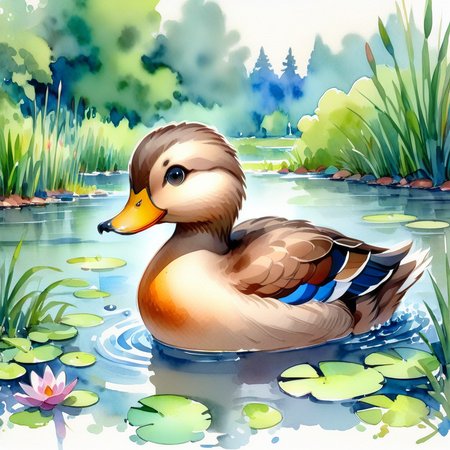 SoftWaterColors, a duck at a pond, BREAK
<lora:SoftWatercolors:1>