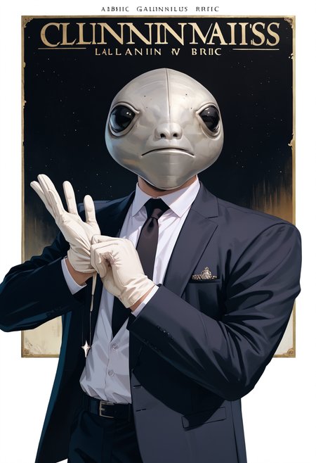 score_9, score_8_up, score_7_up, 1boy, formal suit, upper body, black blazer, white shirt, collared shirt, black tie, looking up, albinauric_mask, political campaign posters, standing proudly, illumination, spot light,
enhancement, <lora:ryth-albinauric-mask:1>,  <lora:AdjustingGloves_XLPD:1> adjusting clothes, adjusting gloves, black gloves,