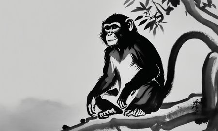 <lora:cipcd_xl-000005:0.9>,a monochrome theme cipcd_xl painting,greyscale,a monkey is sitting on the grass,chinese zodiac,no humans,solo,whitebackground,simple background,simple detailed,8K,HDR,UHD,masterpiece,best quality,high resolution,wallpaper