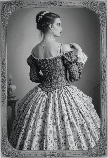 patterned back of a card, victorian_style, (llbreton, monochrome,greyscale)