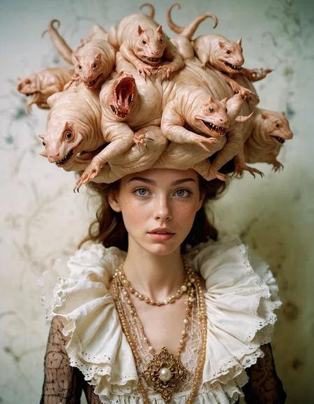 hyper realistic and highly detailed,  attractive, stunning, bizarre, grotesque, by Albert Edelfelt  and by tim walker