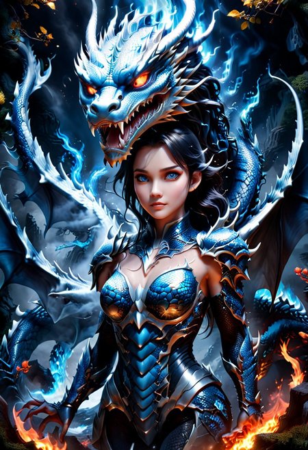 frozen,blue light and shadow,the water freezes,the art of dreamy ice,ching,fire,beautiful detailed glow,detailed ice,beautiful detailed water,and cinematic light effects. Dragon Fire, Blue scales, A dark fantasy setting with swirling snow. raw energy and intensity,steam,blue light breath,((dragon)), ((dragon background)),winter snow method,mecha clothes, robot girl, sliver bodysuit, dragon wings, ((a dragon  girl)), beautiful detailed sliver dragon armor,ink,(((bone))), (((ribs))), rose, black hair, blue eyes, greyscale, no shadow, simple background, bright skin,blue flames,air conditioning,atmosphere of horror,blue beams,glowing eyes,subtle interplay of light and shadow enhances the mystique,emphasis on human body's natural beauty and sensuality,Detailed beautiful delicate face,(realistic, photorealistic, RAW photo, detailed, beautiful, film grain:1.6),, edge light,amateur photo,Flash Photography,Split Lighting,front lights,font bright light,Night photography,volumetric lighting,atmospheric lighting,dramatic contrast,Shadow effect,fluorescent dust, fFaceDetail, OverallDetailXL