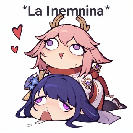 score_9, score_8_up, score_7_up, rating_explicit, zPDXL2, zPDXLxxx, zPDXL3, source_anime,
<lora:La_Insemina:1>, 2girls, simple cartoon style, blush, sweat drops, lewd pose, exaggerated eyes, sexual interaction, doggystyle position, heart, top person, bottom person, simplified anatomy, exaggerated expressions, lewd mood, chibi, english text, BREAK 
raiden shogun, 
 yae miko,